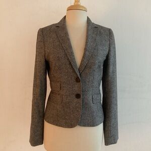 J Crew Factory Gray Tweed Wool Blend lined Three Pocket Two Button Blazer 4 EUC